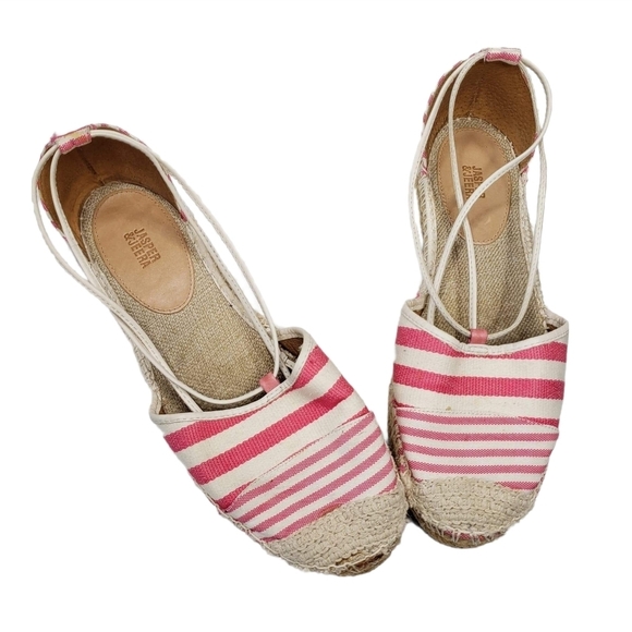 Jasper & Jeera | Ivory Pink Striped Espadrilles 7 - Picture 1 of 9